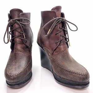 RAG & BONE Dolgan Brown Leather Bootie Platform Wedge Heel Ankle Boot EU 36/US 6